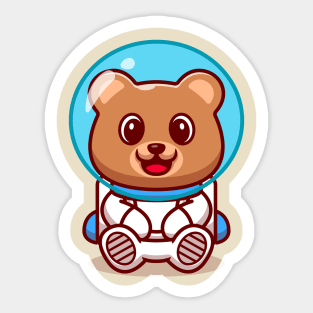 Cute Bear Astronaut Cartoon Sticker